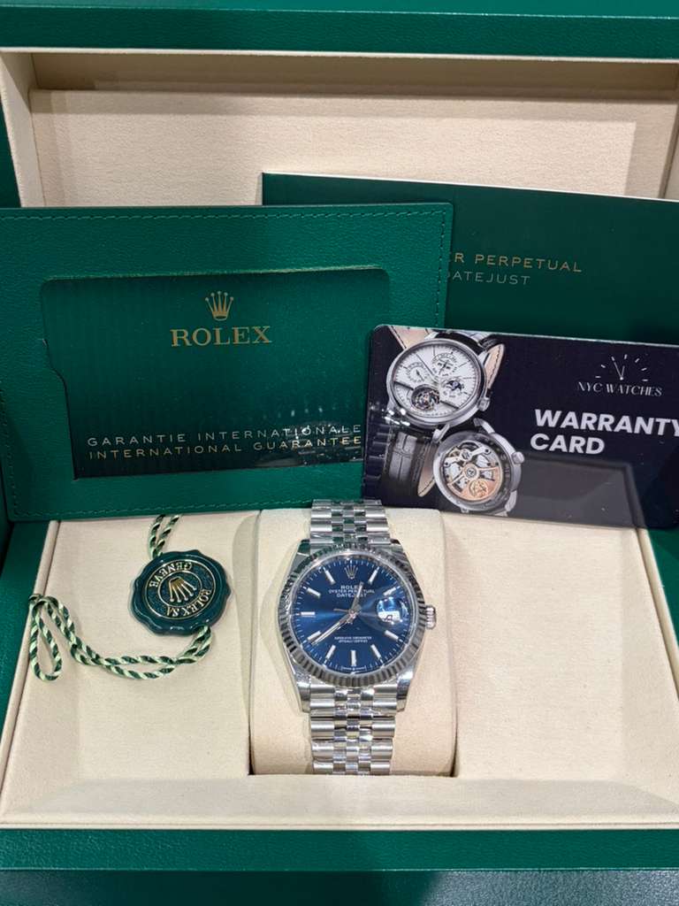 Rolex Stainless Steel And White Gold Datejust - 36 MM - Jubilee Bracelet - Fluted Bezel - Blue Index Dial - 126234-0017
