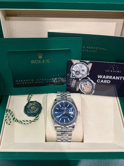 Rolex Stainless Steel And White Gold Datejust - 36 MM - Jubilee Bracelet - Fluted Bezel - Blue Index Dial - 126234-0017