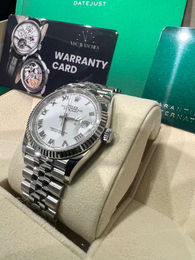 Rolex Stainless Steel And White Gold Datejust - 36 MM - Jubilee Bracelet - Fluted Bezel - White Roman Dial - 126234 wrj