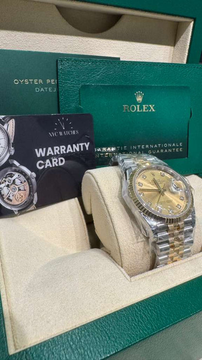 Rolex Stainless Steel And Yellow Gold Datejust - 36 MM - Jubilee Bracelet - Fluted Bezel - Champagne Diamond Dial - 126233-0017