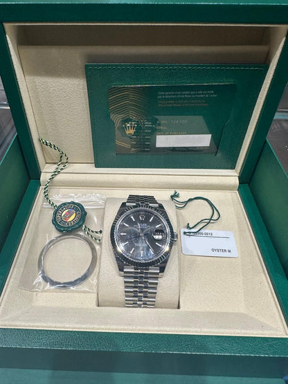Rolex Stainless Steel Datejust 41 Date Watch - 41 MM - Jubilee Bracelet - Smooth Bezel - Black Dial - 126300-0012