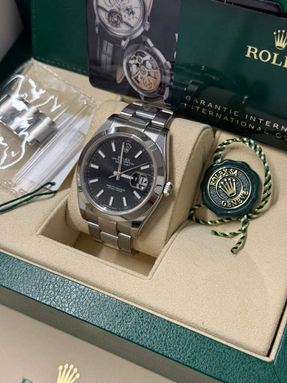 Rolex Stainless Steel Datejust 41 Date Watch - 41 MM - Oyster Bracelet - Smooth Bezel - Black Dial - 126300-0011