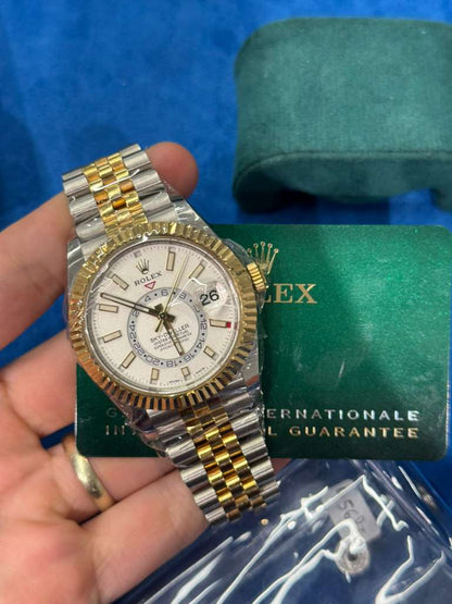 Rolex Stainless Steel & Yellow Gold Sky Dweller Watch - 42 MM - Jubilee Bracelet - White Dial -  326933-0010