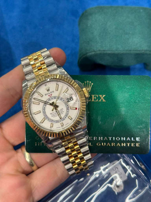Rolex Stainless Steel & Yellow Gold Sky Dweller Watch - 42 MM - Jubilee Bracelet - White Dial -  326933-0010