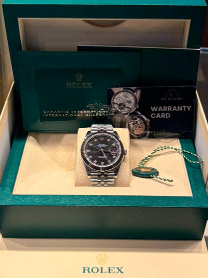 Rolex Stainless Steel and White Gold Datejust 41 Date Watch - 41 MM - Jubilee Bracelet - Fluted Bezel - Black Diamond Dial - 126334-0012