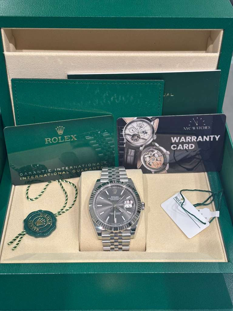 Rolex Stainless Steel and White Gold Datejust 41 Date Watch - 41 MM - Jubilee Bracelet - Fluted Bezel - Dark Rhodium Dial - 126334-0014