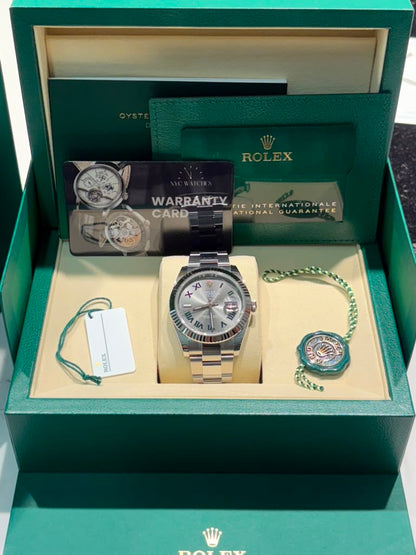 Rolex Stainless Steel and White Gold Datejust 41 Date Watch - 41 MM - Oyster Bracelet - Fluted Bezel - Wimbledon Dial - 126334-0021