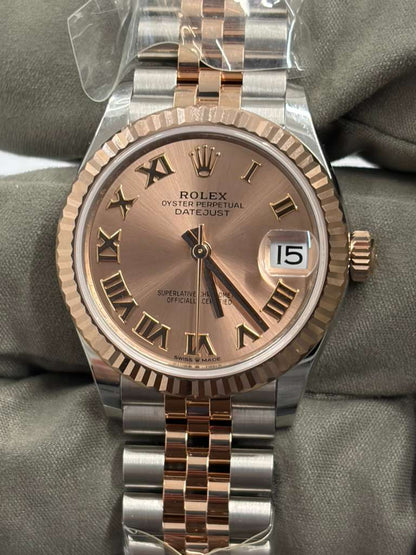 Rolex Steel and Everose Gold Datejust - 31 MM - Jubilee Bracelet - Fluted Bezel - Rose Roman Dial - 278271-0006