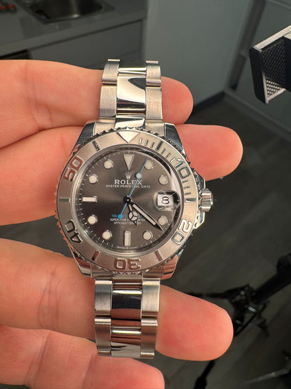 Rolex Steel and Platinum Yacht-Master  Watch - 37 MM - Oyster Bracelet - Dark Rhodium Dial  - 268622-0002