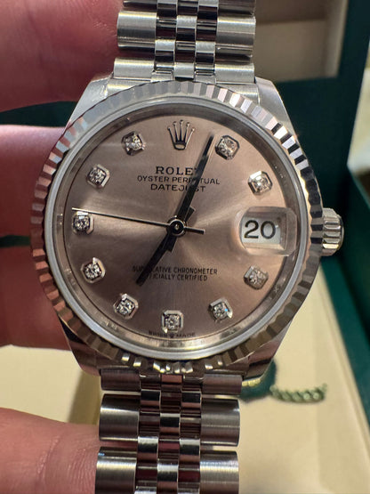 Rolex Steel and White Gold Datejust - 31 MM - Jubilee Bracelet - Fluted Bezel - Pink Diamond Dial - 278274-0032