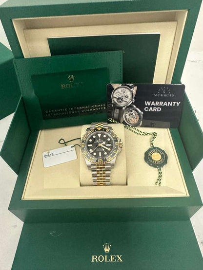 Rolex Steel and Yellow Gold Yellow Rolesor GMT-Master II Watch - 40 MM - Jubilee Bracelet - Bidirectional Rotatable Bezel - Black Dial - 126713GRNR-0001