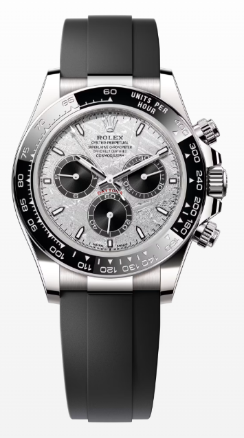 Rolex White Gold Cosmograph Daytona Watch - 40 MM - Oysterflex Strap - Black Ceramic Bezel - Meteorite And Black Index Dial - 126519LN-0007