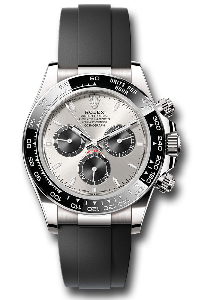 Rolex White Gold Cosmograph Daytona Watch - 40 MM - Oysterflex Strap - Black Ceramic Bezel - Steel And Black Index Dial - 126519LN-0006