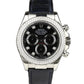 Rolex White Gold Daytona Watch - Off-Catalog - 40 MM - Black Diamond Dial - Black Leather Strap - Diamond Bezel - 116589RBR BKD