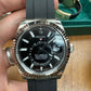 Rolex White Gold Sky-Dweller Watch - 42 MM - Fluted Ring Command Bezel - Black Index Dial - Oysterflex Strap - 336239