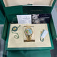 Rolex Yellow Gold Day-Date Watch - 36 MM - President bracelet - Fluted Bezel - Blue Puzzle Dial - 128238-0106