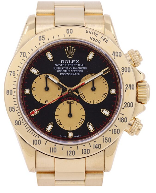 Rolex Yellow Gold Daytona "Paul Newman" Watch - 40 MM - Oyster Bracelet - Black Dial with Champagne Counters- 116528