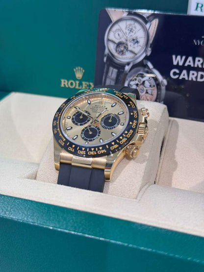 Rolex Yellow Gold Daytona Watch - 40 MM - Oysterflex Strap - Champagne Dial - 116518LN-0048