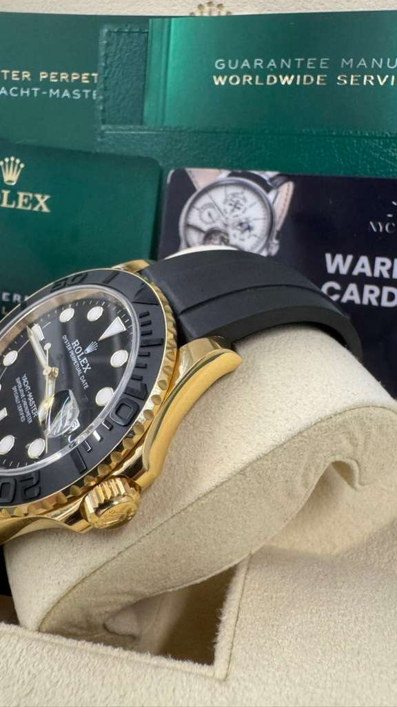 Rolex Yellow Gold Yacht-Master 42 Watch - 42 MM - Oysterflex Strap - Black Dial - 226658 bk