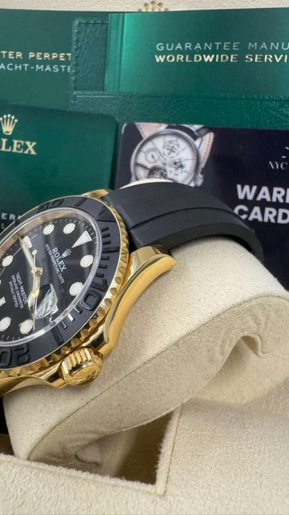 Rolex Yellow Gold Yacht-Master 42 Watch - 42 MM - Oysterflex Strap - Black Dial - 226658-0001