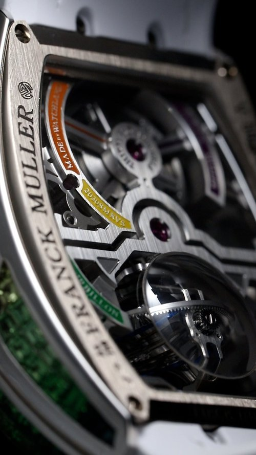 Franck Muller Vanguard Revolution 3 Skeleton Rainbow - 45 MM - Steel - Rainbow Diamond Bezel - Skeleton Dial - 2030SMRVS