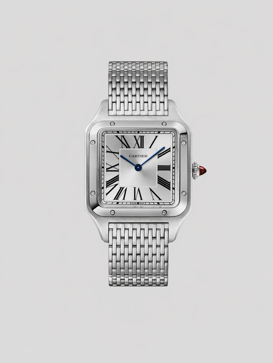 Cartier Santos de Cartier Platinum - Platinum Bezel - 43.5 MM (Large Model) - Platinum Bracelet - Silvered Sunray Dial - WGSA0124