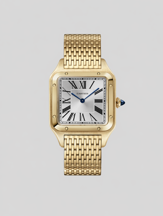 Cartier Santos de Cartier Yellow Gold - Yellow Gold Bezel - 43.5 MM (Large Model) - Yellow Gold Bracelet - Silvered Sunray Dial - WGSA0122