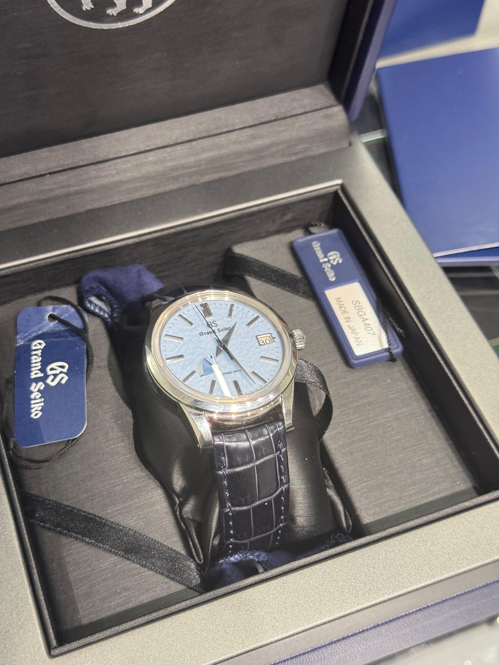 Grand Seiko - Ellegance - 40 MM - Stainless Steel - Light Blue "Snowflake" Dial - Leather Bracelet - SBGA407
