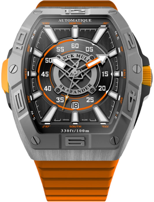 Franck Muller Skafander - 43 MM - Titanium - Grey & Orange Dial - SKF43SCTTBRTTOR