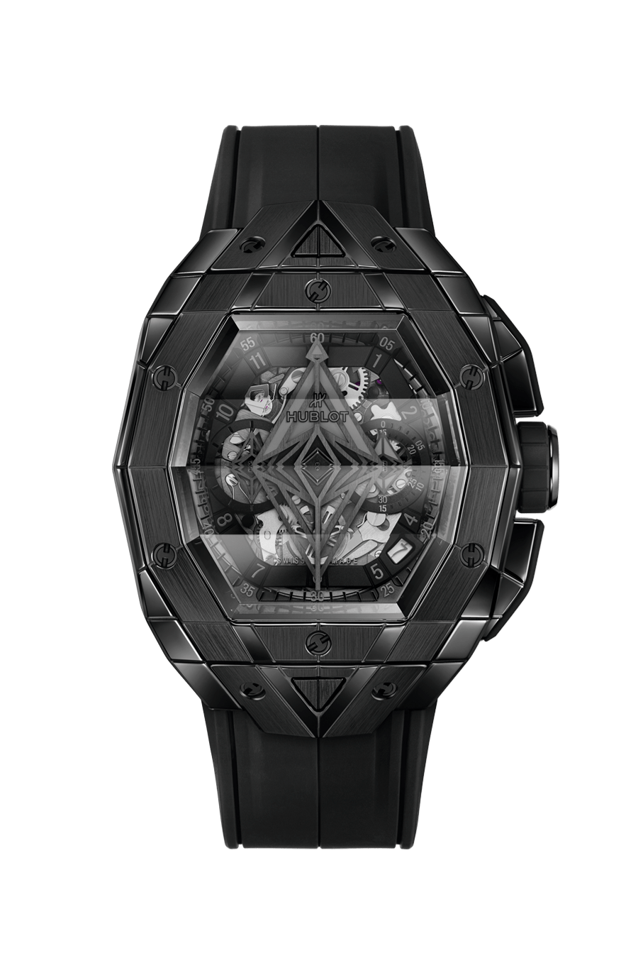 Hublot Spirit of Big Bang Sang Bleu All Black 42 MM - Black Rubber Strap - Sapphire Crystal Dial - 648.CX.0114.RX.MXM23