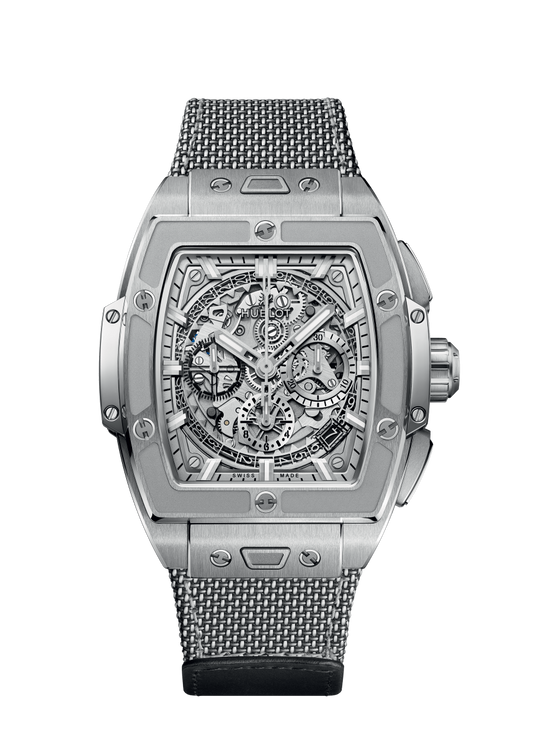 Hublot Spirit of Big Bang Essential Grey 42 MM - Grey Fabric with Velcro and Black Ceramic Buckle Strap - Sapphire Crystal Dial - 642.NX.0110.NR.HEC23