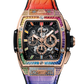 Hublot Spirit of Big Bang King Gold Rainbow 42 MM - Black Rubber and Multicolored Alligator Leather Straps - Diamond Bezel - Sapphire Crystal Dial - 642.OX.0118.LR.0999