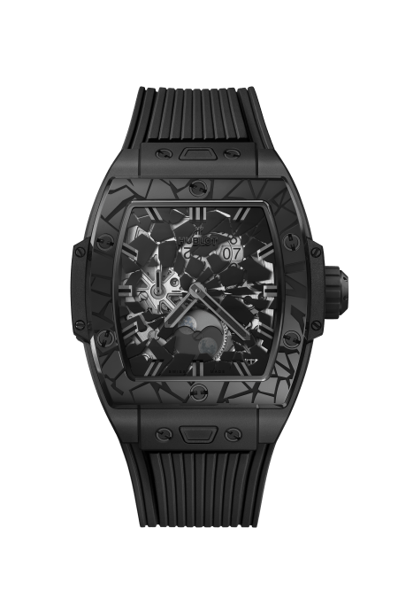 Hublot Spirit of Big Bang Impact All Black Ceramic - Limited Edition - 42 MM - Black Lined Rubber Strap - Sapphire Crystal Impact Motif Dial - 647.CX.0140.RX.IMP26