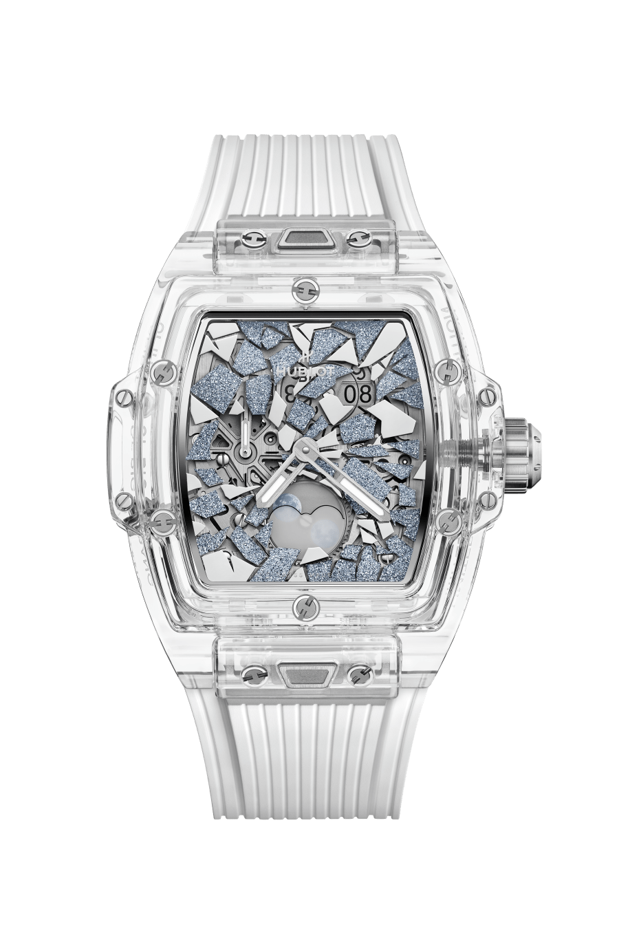 Hublot Spirit of Big Bang Impact Sapphire - Limited Edition - 42 MM - White Lined Rubber Strap - Rhodium-Plated And Osmium Dial - 647.JX.0106.RW.IMP26