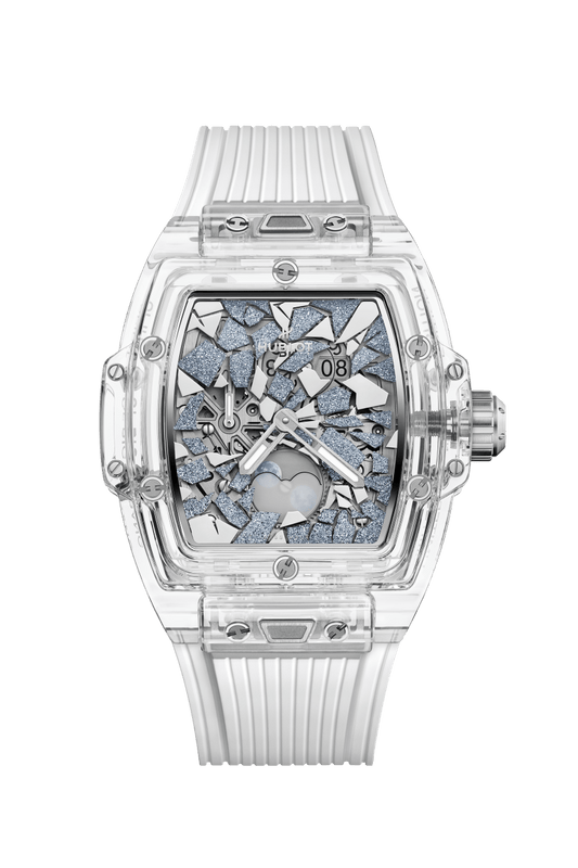 Hublot Spirit of Big Bang Impact Sapphire - Limited Edition - 42 MM - White Lined Rubber Strap - Rhodium-Plated And Osmium Dial - 647.JX.0106.RW.IMP26