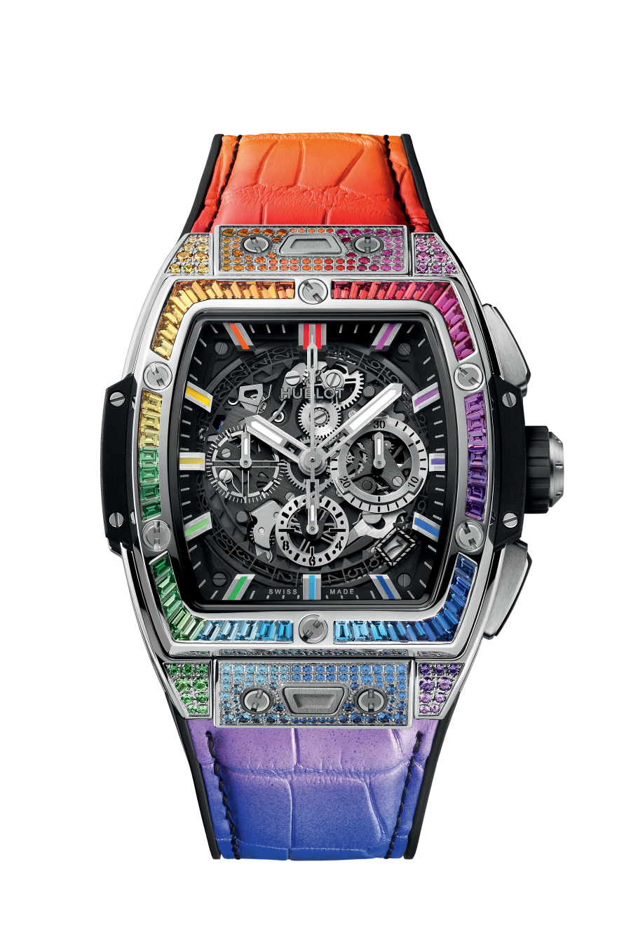 Hublot Spirit of Big Bang Titanium Rainbow 42 MM - Black Rubber Strap - Diamond Bezel - Sapphire Crystal Dial - 642.NX.0117.LR.0999