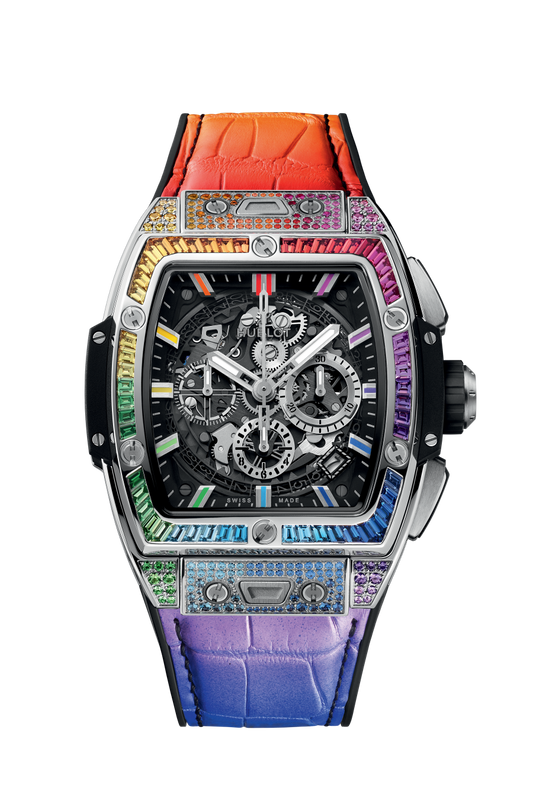 Hublot Spirit of Big Bang Titanium Rainbow 42 MM - Black Rubber Strap - Diamond Bezel - Sapphire Crystal Dial - 642.NX.0117.LR.0999