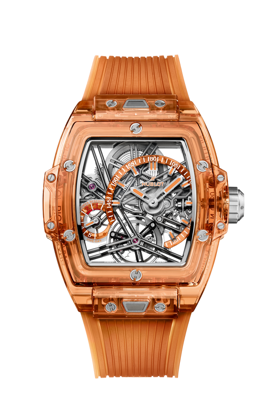 Hublot Spirit of Big Bang Tourbillon Orange Sapphire 42 MM - Orange Rubber Strap - Sapphire Crystal Dial - 645.JO.0120.RT