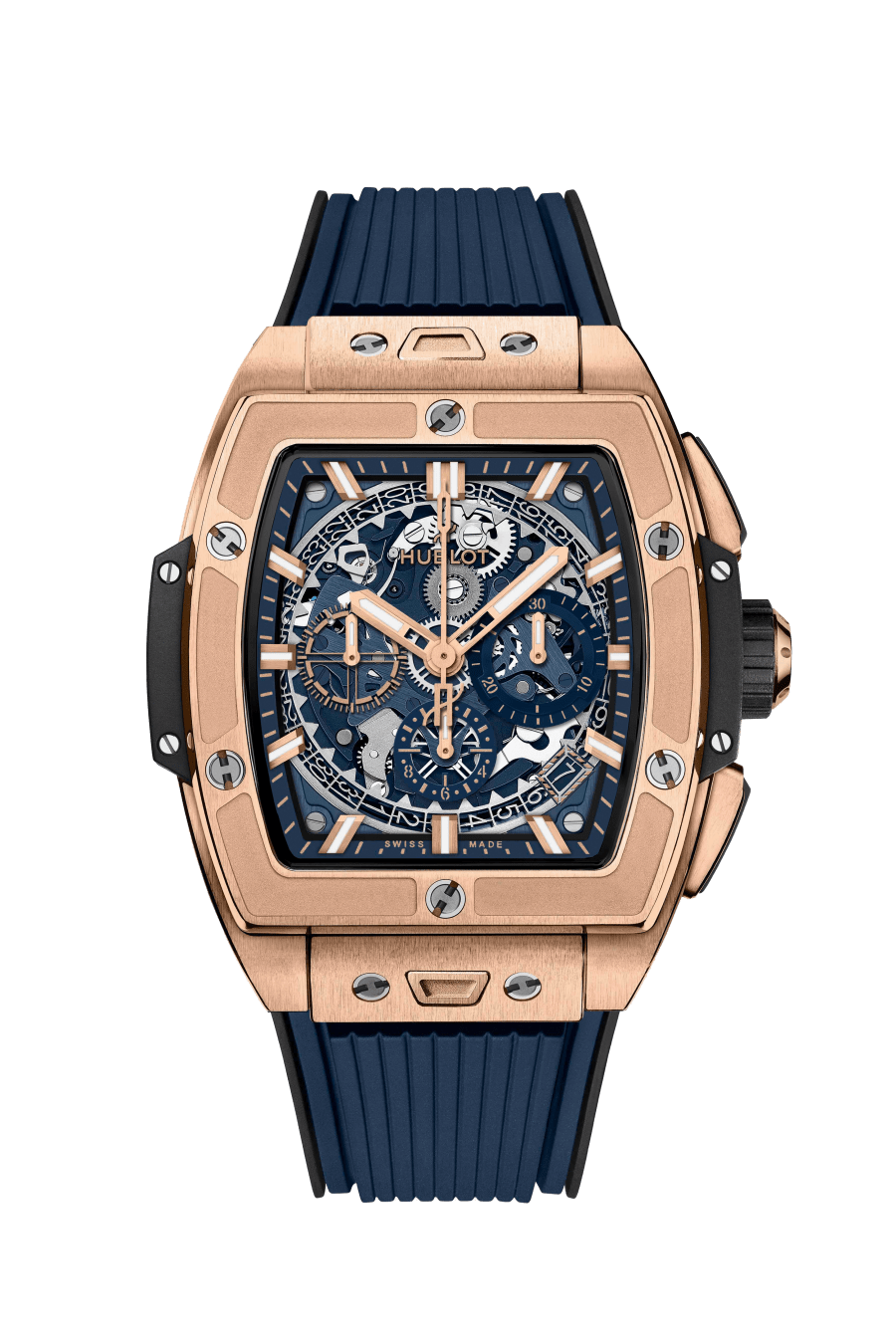 Hublot Spirit of Big Bang King Gold Blue 42 MM - Blue Rubber Strap - Sapphire Dial - 642.OX.7180.RX