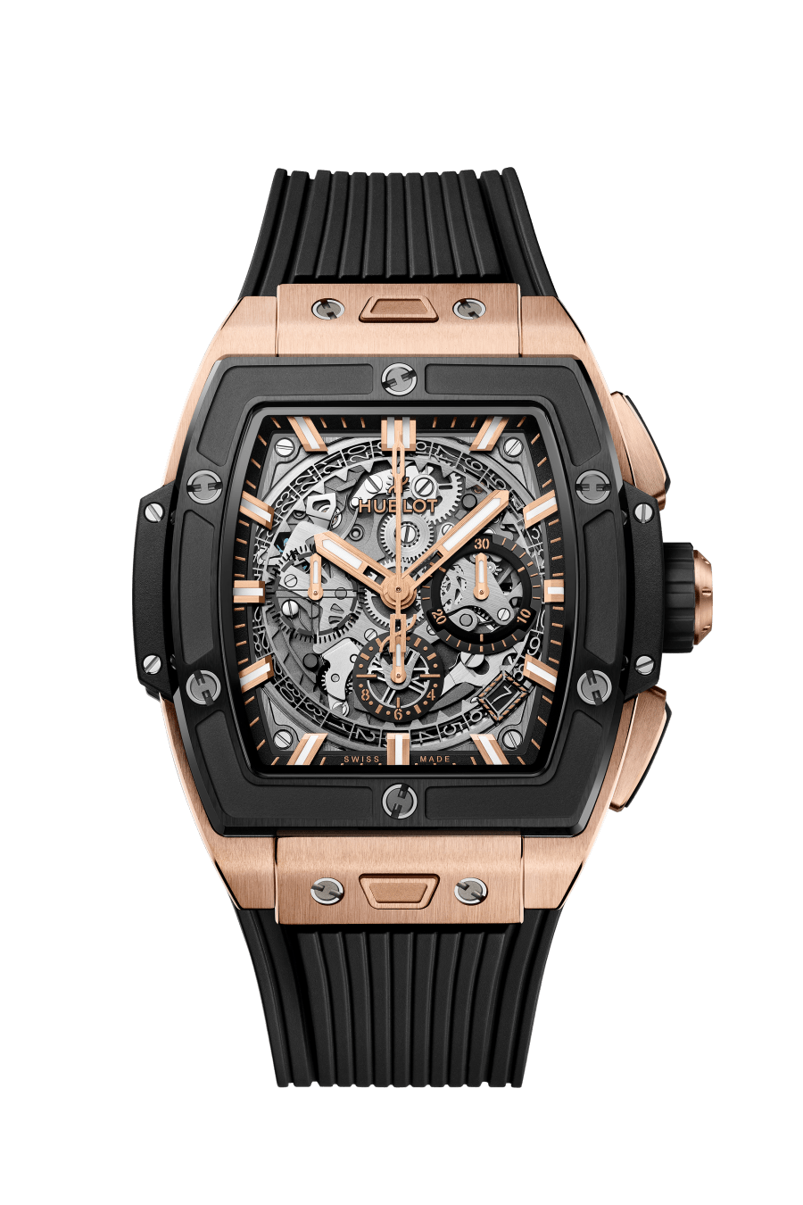 Hublot Spirit of Big Bang King Gold Ceramic 42 MM - Black Rubber Strap - Sapphire Dial - 642.OM.0180.RX