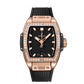 Hublot Spirit of Big Bang King Gold Diamonds 32 MM - Black Rubber Strap - Diamond Bezel - Matte Black Dial - 682.OX.1180.RX.1204