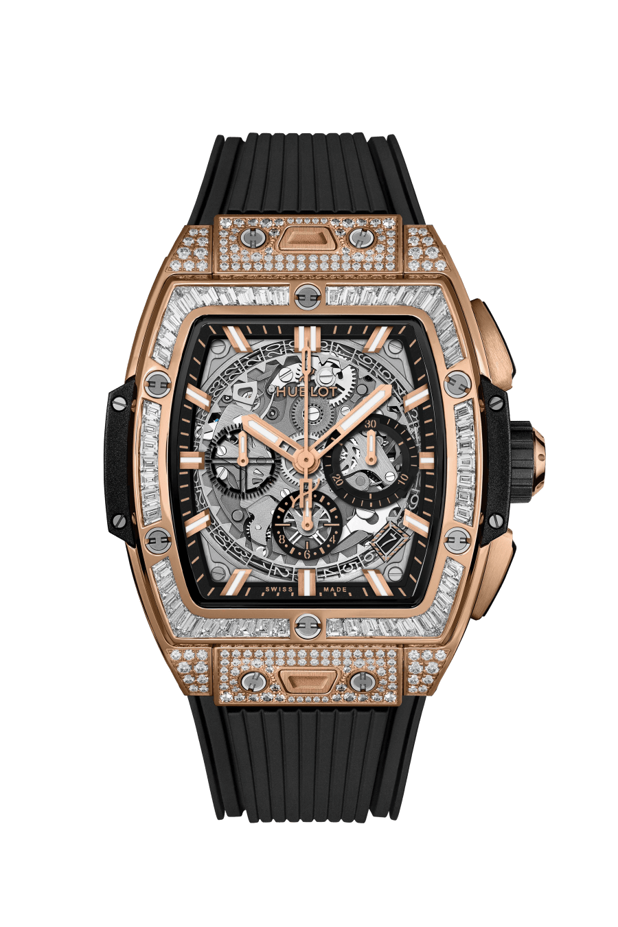 Hublot Spirit of Big Bang King Gold Jewellery 42 MM - Black Rubber Strap - Diamond Bezel - Sapphire Crystal Dial - 642.OX.0180.RX.0904