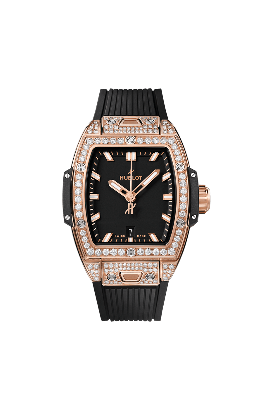 Hublot Spirit of Big Bang King Gold Pave 32 MM - Black Rubber Strap - Diamond Bezel - Matte Black Dial - 682.OX.1180.RX.1604