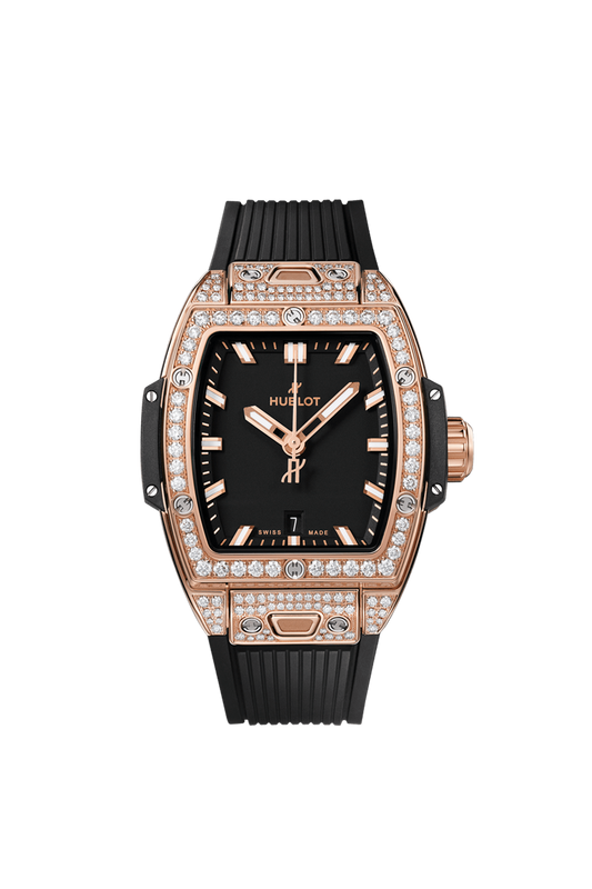 Hublot Spirit of Big Bang King Gold Pave 32 MM - Black Rubber Strap - Diamond Bezel - Matte Black Dial - 682.OX.1180.RX.1604