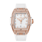 Hublot Spirit of Big Bang King Gold White Pave 32 MM - White Rubber Strap - Diamond Bezel - Matte White Dial - 682.OE.2080.RW.1604