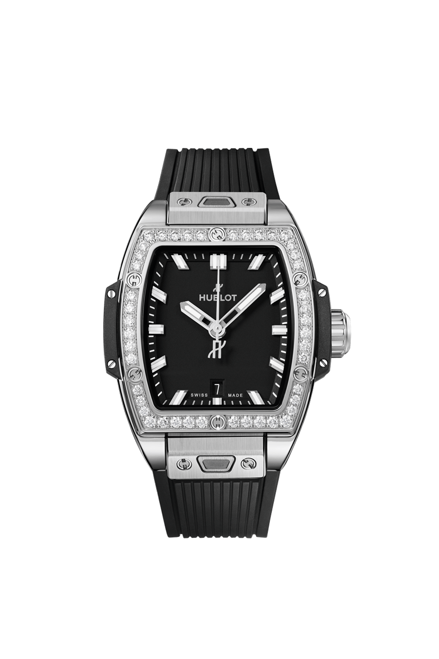 Hublot Spirit of Big Bang Steel Diamonds 32 MM - Black Rubber Strap - Diamond Bezel - Matte Black Dial - 682.SX.1170.RX.1204