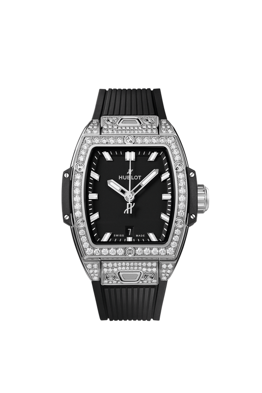 Hublot Spirit of Big Bang Steel Pave 32 MM - Black Rubber Strap - Diamond Bezel - Matte Black Dial - 682.SX.1170.RX.1604