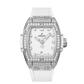 Hublot Spirit of Big Bang Steel White Pave 32 MM - White Rubber Strap - Diamond Bezel - Matte White Dial - 682.SE.2010.RW.1604