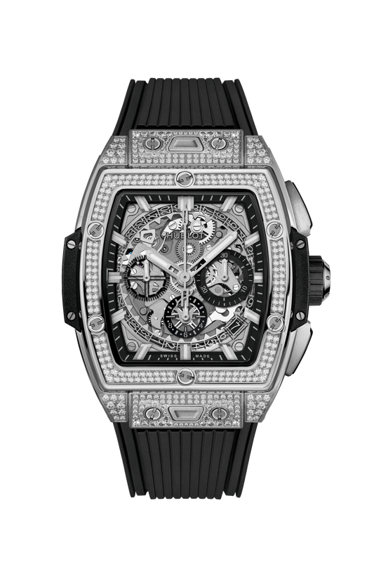 Hublot Spirit of Big Bang Titanium Pave 42 MM - Black Rubber Strap - Diamond Bezel - Sapphire Dial - 642.NX.0170.RX.1704