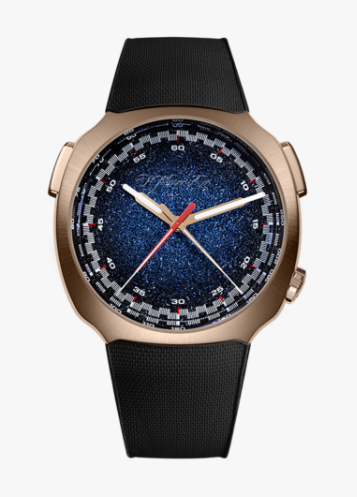 H. Moser & Cie Streamliner Flyback Chronograph Rose Gold 40 MM - Midnight Blue Fumé Dial - Rubber Strap - 6907-0402